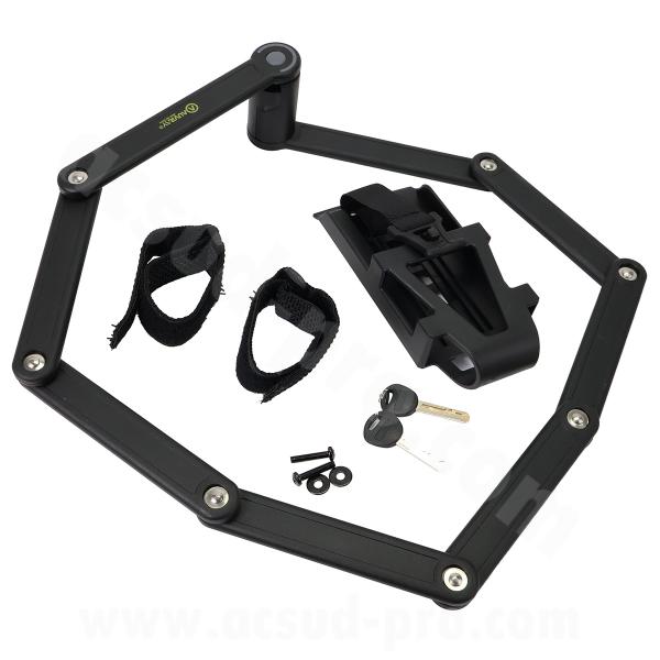 ANTIVOL VELO AUVRAY PLIABLE/ARTCULE CITY LOCK - LONGUEUR 110CM  AVEC SUPPORT