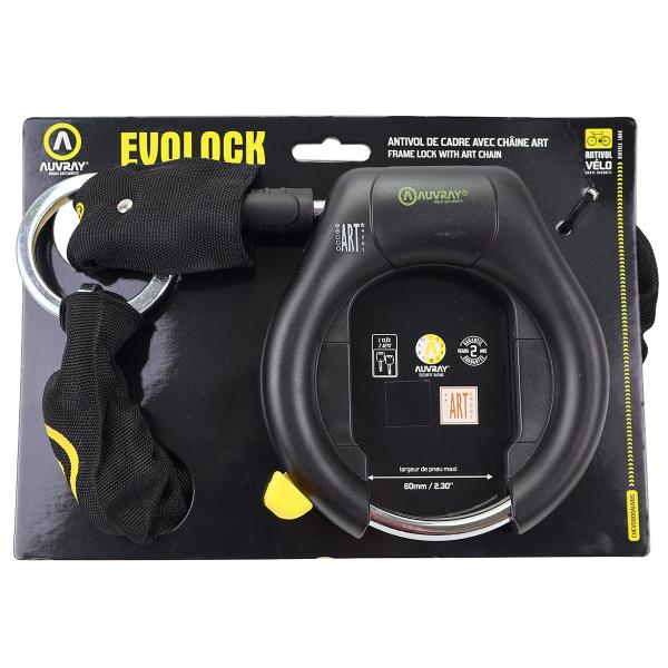 ANTIVOL VELO AUVRAY SET FER A CHEVAL EVO LOCK + CHAINE LASSO PLUG  8.5 X 900 - HOMOLOGUE ART / VELO SRA