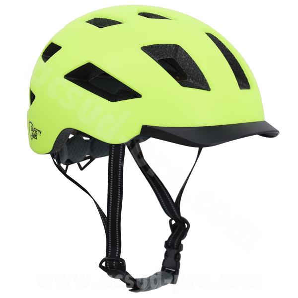 CASQUE VELO ADULTE SAFETY LABS E-BAHN 2.0 JAUNE AVEC ECLAIRAGE LED USB INTEGREE T.M (54-57CM)