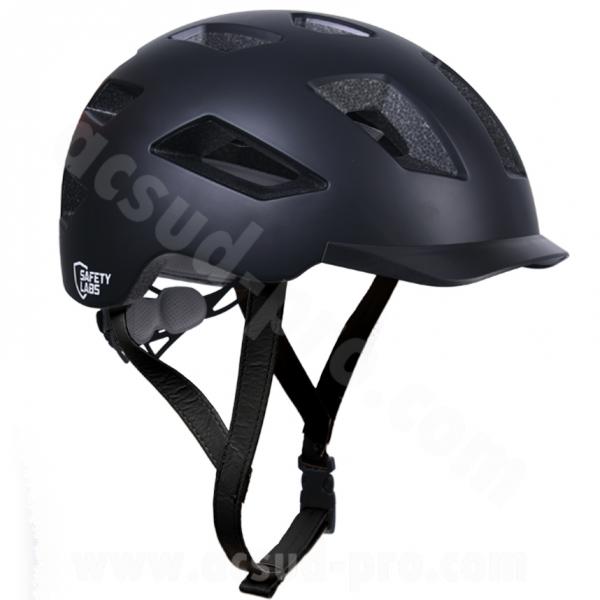 CASQUE VELO ADULTE SAFETY LABS IN-MOLD E-BAHN 2.0 NOIR AVEC ECLAIRAGE LED USB INTEGREE T.M (54-57CM)