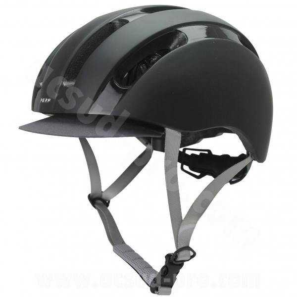 CASQUE VELO ADULTE PERF URBAN NOIR MAT AVEC VISIERE AMOVIBLE T.L (58-61CM)