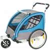 REMORQUE VELO ENFANT 2 PLACES 3 ROUES ALUMINIUM BLEU AVEC ROUE 20