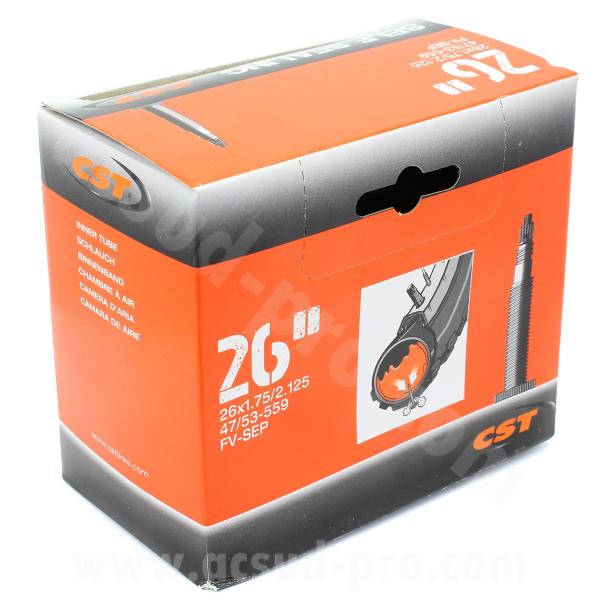 CHAMBRE A AIR VELO 26" x 1.75 A 2.125 CST PRESTA VP AUTOREPARANTE 327g