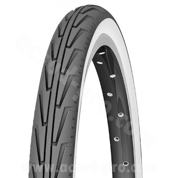 PNEU VELO 24 x 1.75 MICHELIN CITY J BLANC NOIR TRINGLE RIGIDE TR (44-507)