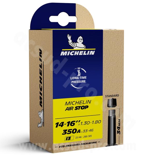CHAMBRE A AIR VELO 14" A 16 (350) x 1.30 A 1.85 MICHELIN I43SCHRADER VS 34MM 102G (33/46-288/305) (BOITE) - Remplace la reference S813502