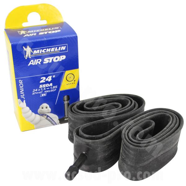 CHAMBRE A AIR VELO 24" (550) x 1.50 A 1.85 MICHELIN E4 SCHRADER VS 34mm 157g (37/47-490/507) (BOITE)
