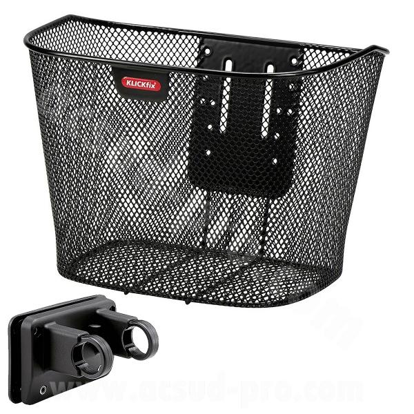 PANIER AVANT ACIER KLICKFIX NOIR 16L (35x26x25cm)+ PLATINE FIXE CINTRE Ø22-26