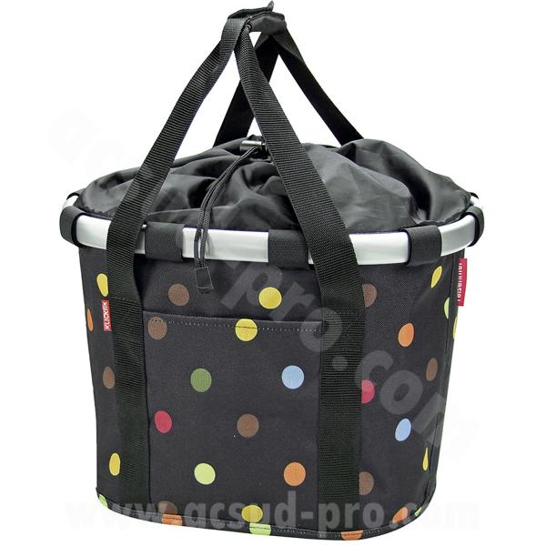 PANIER AVANT TISSU KLICKFIX BIKEBASKET POIS COULEUR (35X28X26CM)