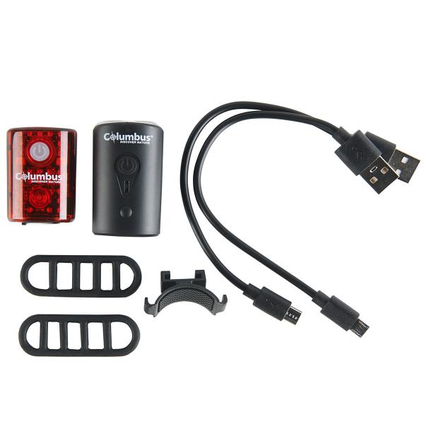 ECLAIRAGE VELO AVANT ET ARRIERE USB COLUMBUS (SET - LA PAIRE)