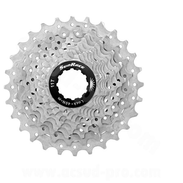 CASSETTE 10 VITESSES ROUTE 11-28 SUNRACE METALLIC SILVER (COMPATIBLE SHIMANO)