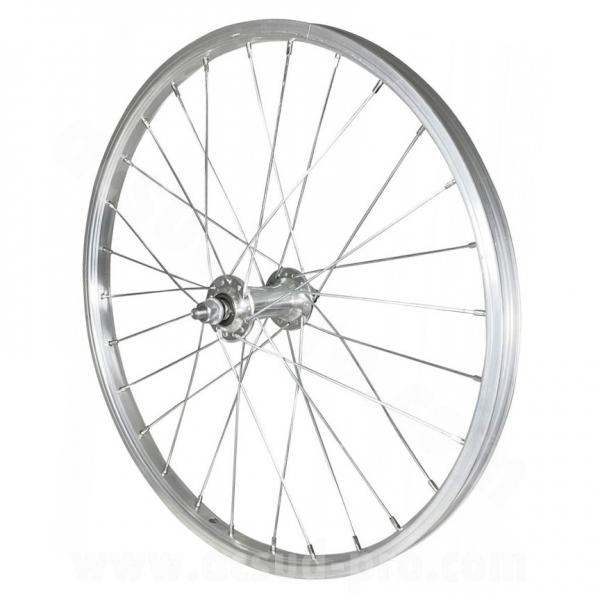 ROUE AVANT 20" ECROU AXE PLEIN JANTE ARGENT MICH MAGNUM  M110. MOYEU ALU 28 RAYONS