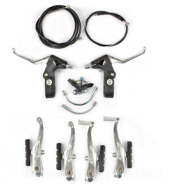 ENSEMBLE COMPLET FREIN V-BRAKE WTP AVANT ET ARRIERE ALU + NYLON COMPOSITE  (LEVIERS/ETRIERS/COUDES)