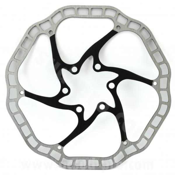 DISQUE FREIN VELO LB-R7 Ø160mm 6 TROUS ARGENT/NOIR TYPE GALFER R7