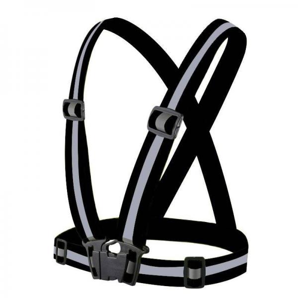 GILET BAUDRIER REFLECHISSANT VELO 4x1.5cm AVEC ELASTIQUE - NOIR