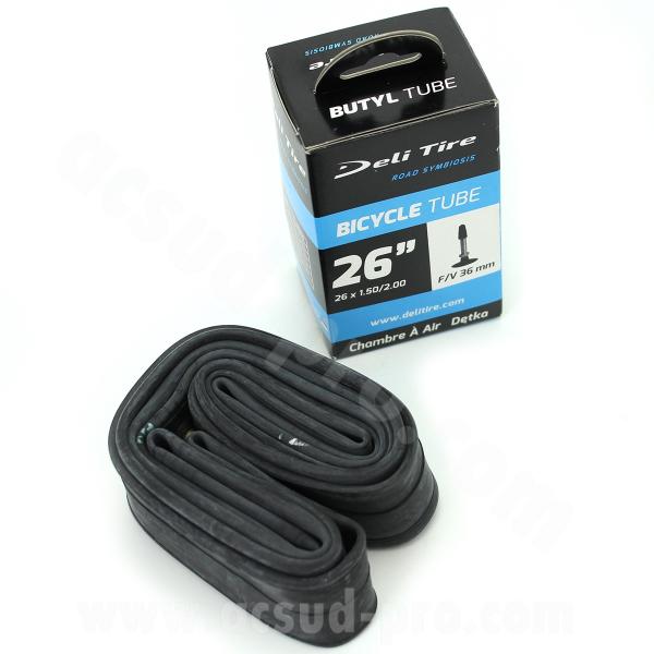 CHAMBRE A AIR VELO 26" x 1.50 A 2.00 DELI TIRE / WTP VTT PRESTA VP