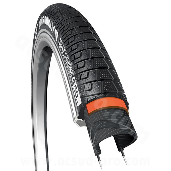 PNEU VELO 20 x 2.40 CARGO/URBAIN/VAE CST BROOKLYN NOIR RENFORT FLANC REFLECHISSANT TRINGLES RIGIDES (60-406)