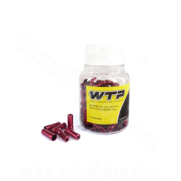 EMBOUT DE GAINE FREIN Ø5mm WTP ALUMINIUM ROUGE (BOITE DE 100 PIECES)