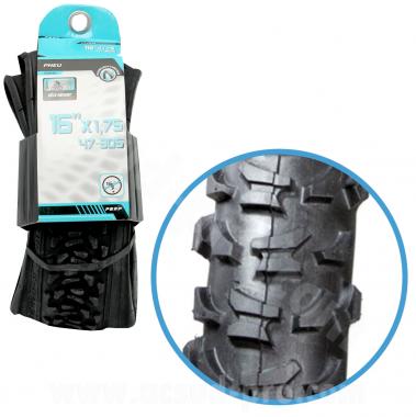 PNEU VELO 16 x 1.75 NOIR TRINGLE SOUPLE TS (47-305)