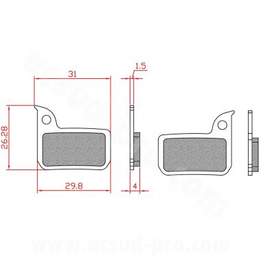 PLAQUETTE DE FREIN VELO BRENTA E-BIKE/ SEMI METAL COMPATIBLE SRAM FORCE. RED. RIVAL. APEX HRD ET ULTIMATE