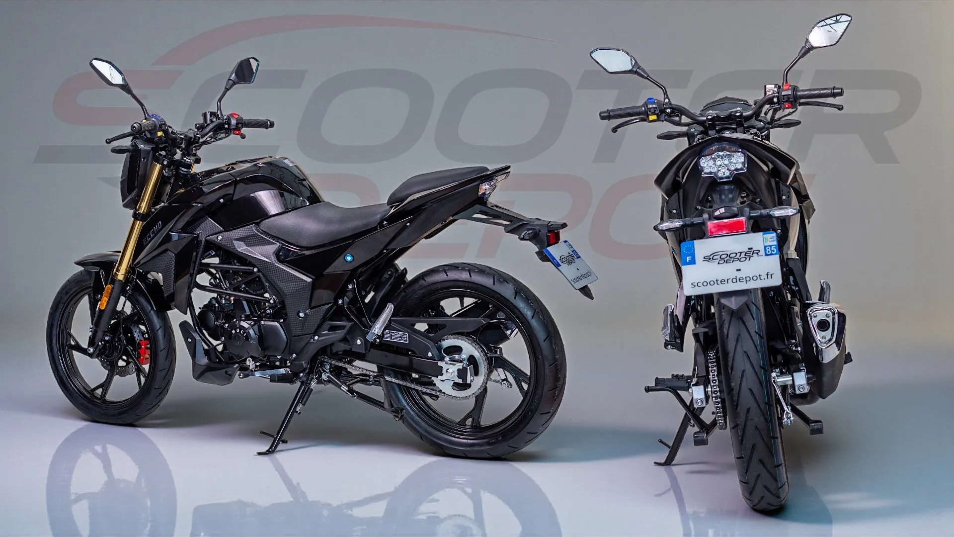 Moto 50cc ECCHO CB 50 : Look Full Black & Selle Basse 750mm