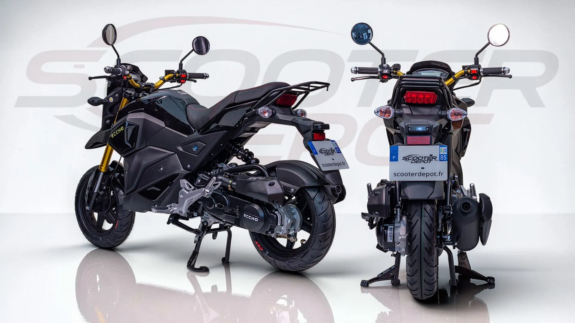 ECCHO STRIKE 50 Noire-Moto 50cc Automatique Compacte & Chic