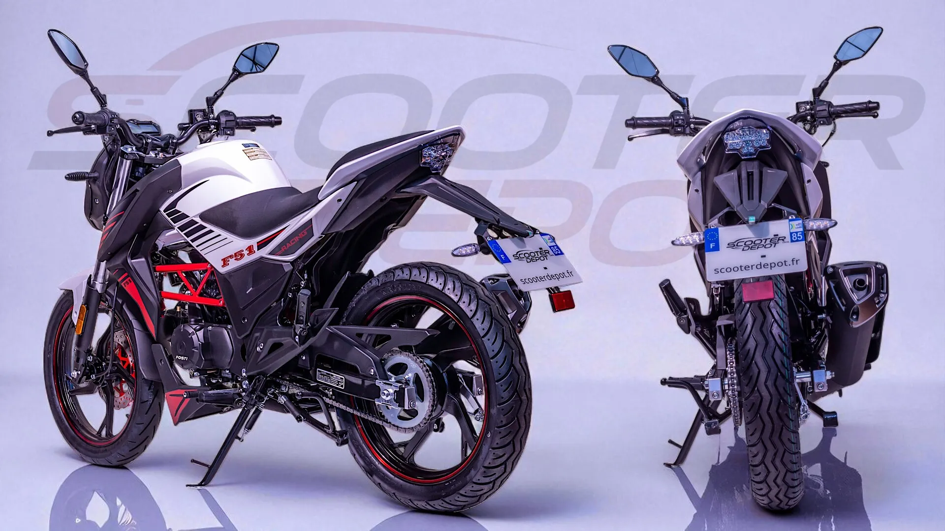 FOSTI F51 50cc blanche : moto 50 dès 14 ans, au look sportif