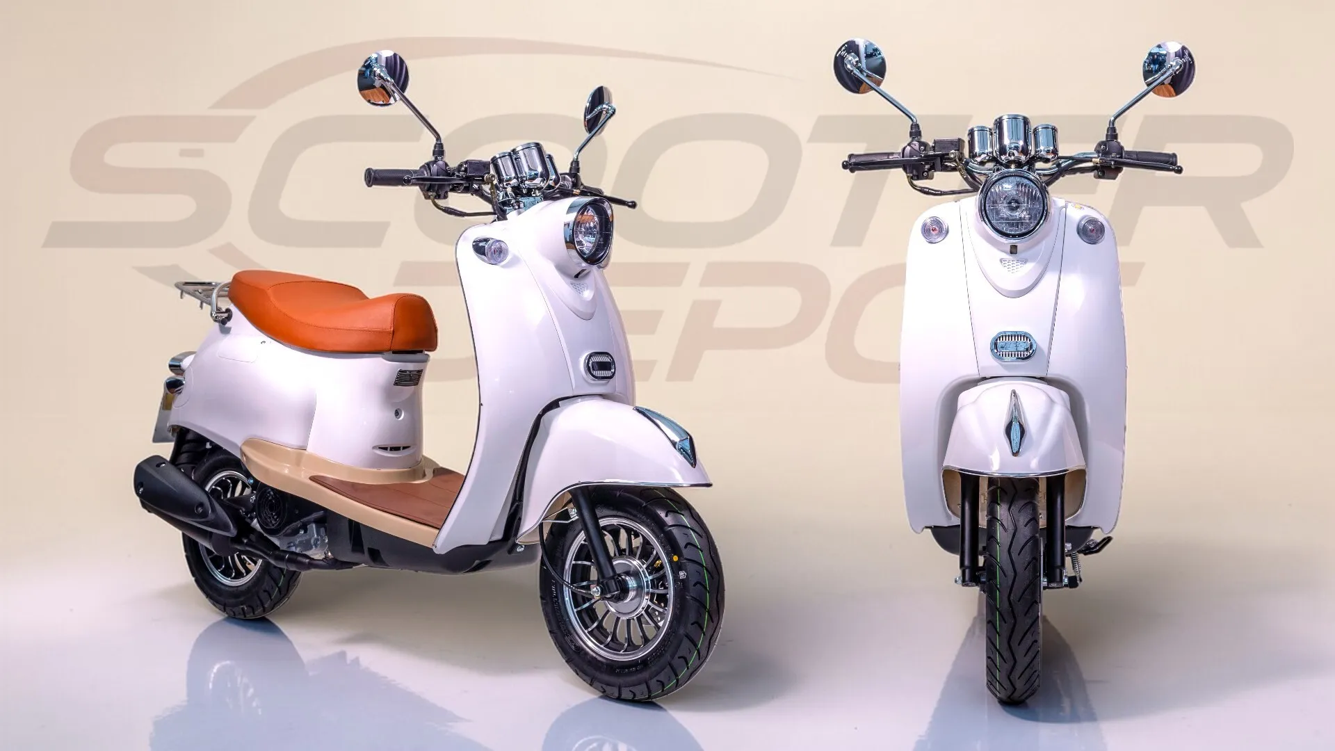 Scooter 50cc RÉTRO WS blanc 2026: style vintage et prise USB